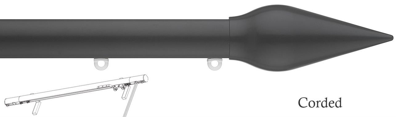 Silent Gliss Corded Metropole 30mm 7630 Black Spear Finial