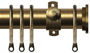 Renaissance 28mm Metal Adjustable Curtain Pole Antique Brass, Fynn Endcap
