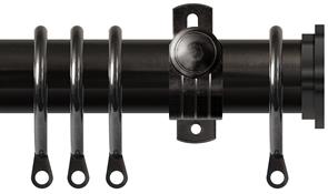 Renaissance 28mm Metal Adjustable Curtain Pole Black Nickel, Fynn Endcap