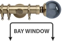 Neo Premium 35mm Bay Window Pole Spun Brass Smoke Grey Ball