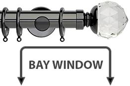 Neo Premium 35mm Bay Window Pole Black Nickel Clear Faceted Ball