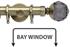 Neo Premium 28mm Bay Window Pole Spun Brass Smoke Grey Faceted Ball