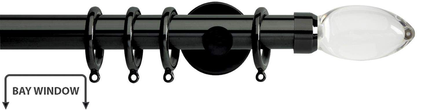Neo Premium 28mm Bay Window Pole Black Nickel Clear Teardrop