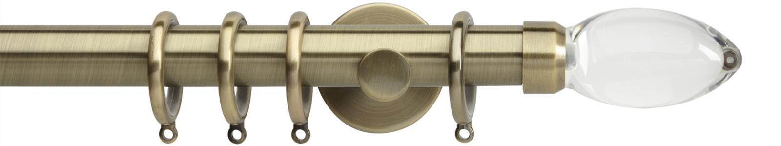 Neo Premium 28mm Pole Spun Brass Cylinder Clear Teardrop