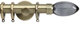Neo Premium 28mm Pole Spun Brass Cylinder Smoke Grey Teardrop