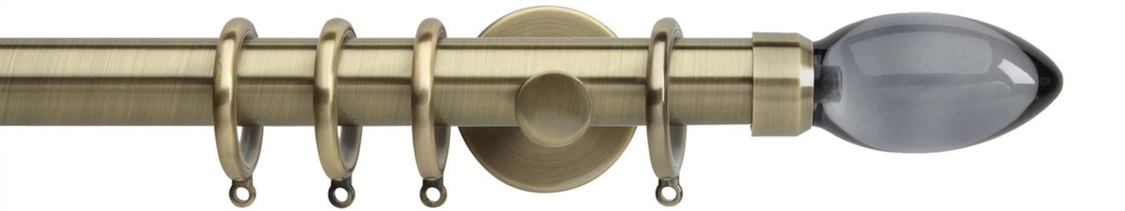 Neo Premium 28mm Pole Spun Brass Cylinder Smoke Grey Teardrop