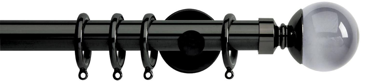 Neo Premium 28mm Pole Black Nickel Cylinder Smoke Grey Ball