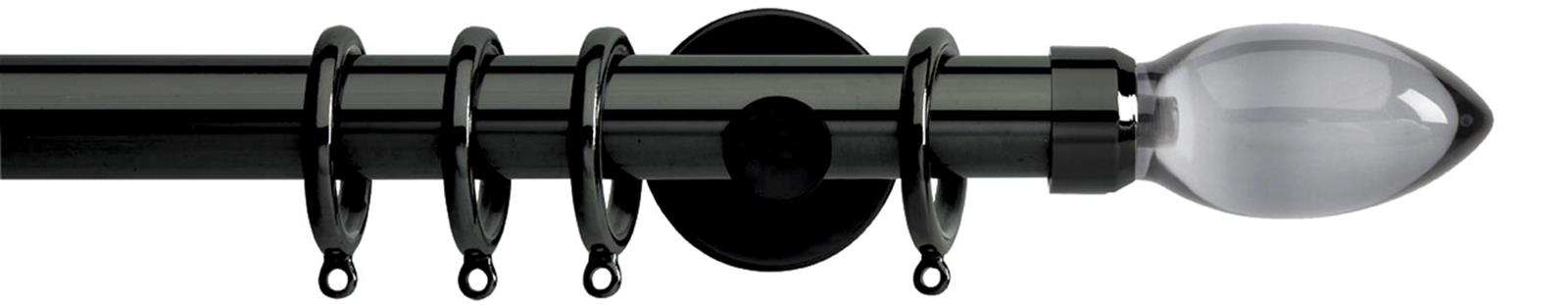 Neo Premium 28mm Pole Black Nickel Cylinder Smoke Grey Teardrop