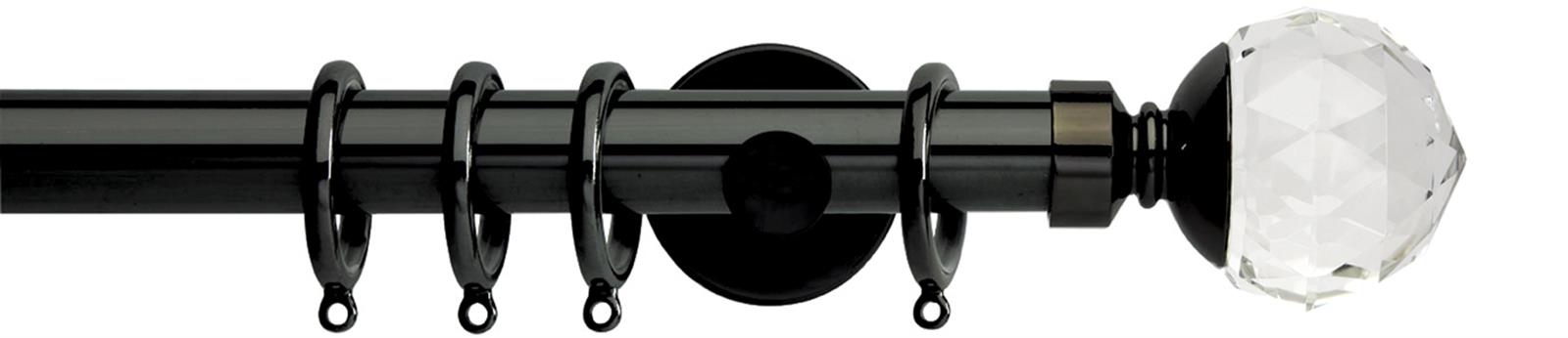 Neo Premium 28mm Pole Black Nickel Cylinder Clear Faceted Ball