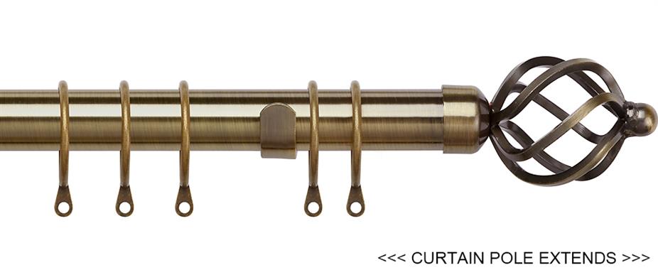 Speedy Pristine 25mm-28mm Extendable Pole Antique Brass, Cage