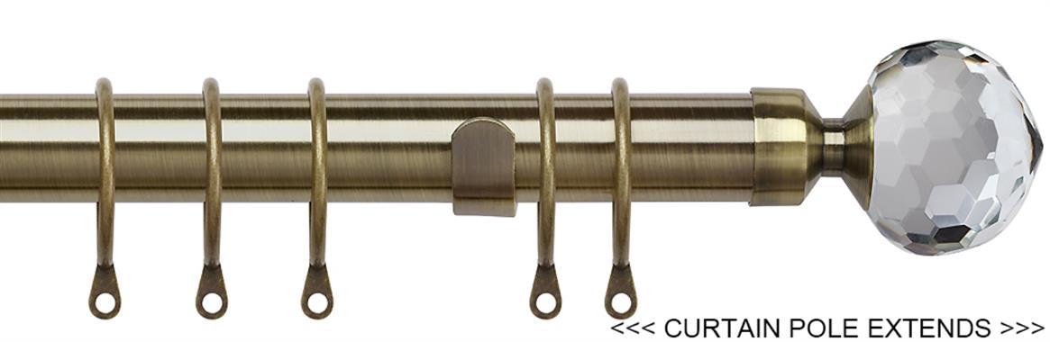 Speedy Pristine 25mm-28mm Extendable Pole Antique Brass, Crystal