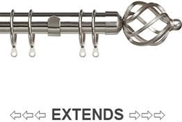 Speedy Pristine 25mm-28mm Extendable Curtain Pole Satin Silver, Cage