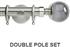 Neo Premium 19mm/28mm Double Curtain Pole Stainless Steel Smoke Grey Ball