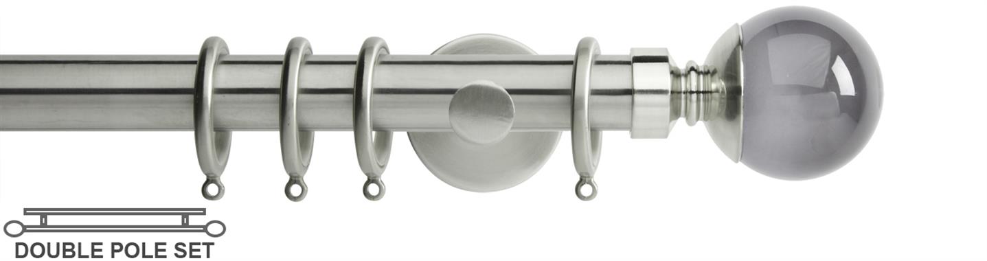 Neo Premium 19/28mm Double Pole Stainless Steel Smoke Grey Ball