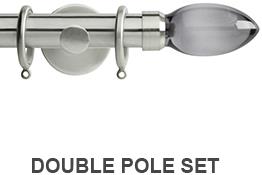 Neo Premium 19/28mm Double Pole Stainless Steel Smoke Grey Teardrop