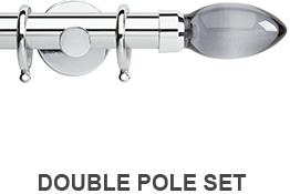 Neo Premium 19/28mm Double Pole Chrome Smoke Grey Teardrop