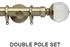 Neo Premium 19mm/28mm Double Curtain Pole Spun Brass Clear Faceted Ball