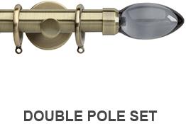 Neo Premium 19/28mm Double Pole Spun Brass Smoke Grey Teardrop
