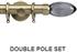 Neo Premium 19/28mm Double Pole Spun Brass Smoke Grey Teardrop