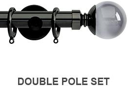 Neo Premium 19/28mm Double Pole Black Nickel Smoke Grey Ball