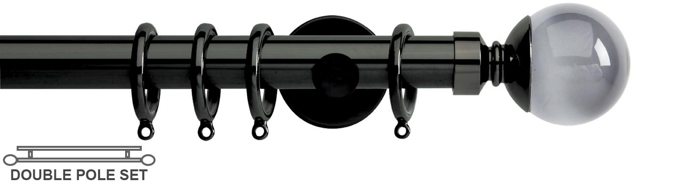 Neo Premium 19/28mm Double Pole Black Nickel Smoke Grey Ball