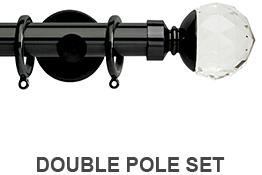 Neo Premium 19/28mm Double Pole Black Nickel Clear Faceted Ball