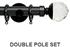 Neo Premium 19mm/28mm Double Curtain Pole Black Nickel Clear Faceted Ball