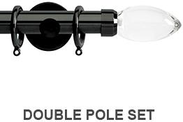 Neo Premium 19mm/28mm Double Curtain Pole Black Nickel Clear Teardrop