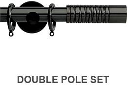Neo Premium 19mm/28mm Double Curtain Pole Black Nickel Wired Barrel