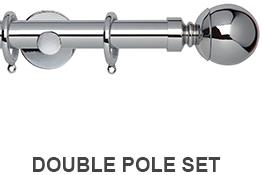 Neo 19/28mm Double Curtain Pole Chrome Ball