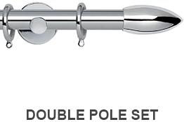 Neo 19/28mm Double Curtain Pole Chrome Bullet