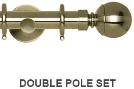 Neo 19/28mm Double Curtain Pole Spun Brass Ball