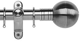 Galleria Metals 50mm Curtain Pole Brushed Silver Ribbed Ball