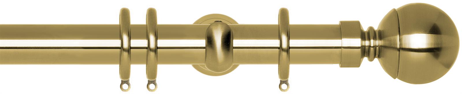 Rolls Neo 28mm by Hallis Hudson Metal Curtain Pole in a Spun Brass effect finish with an adjustable cup bracket and a Ball finial