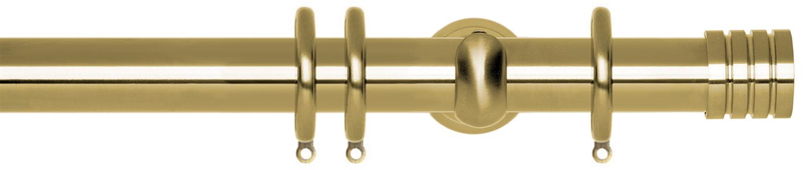 Rolls Neo 28mm by Hallis Hudson Metal Curtain Pole in a Spun Brass effect finish with an adjustable cup bracket and a Stud finial