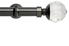 Neo Premium 28mm Eyelet Pole Black Nickel Cup Clear Faceted Ball