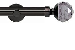 Neo Premium 28mm Eyelet Pole Black Nickel Cylinder Smoke Grey Faceted Ball