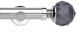 Neo Premium 28mm Eyelet Pole Chrome Cylinder Smoke Grey Faceted Ball