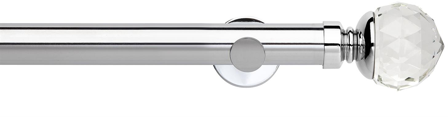 Neo Premium 35mm Eyelet Pole Chrome Clear Faceted Ball