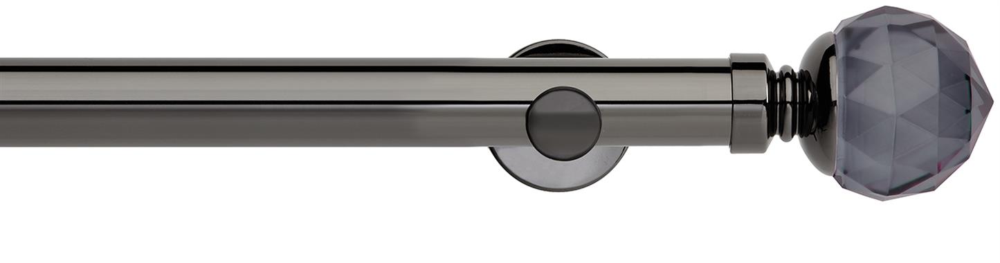 Neo Premium 35mm Eyelet Pole Black Nickel Smoke Grey Faceted Ball