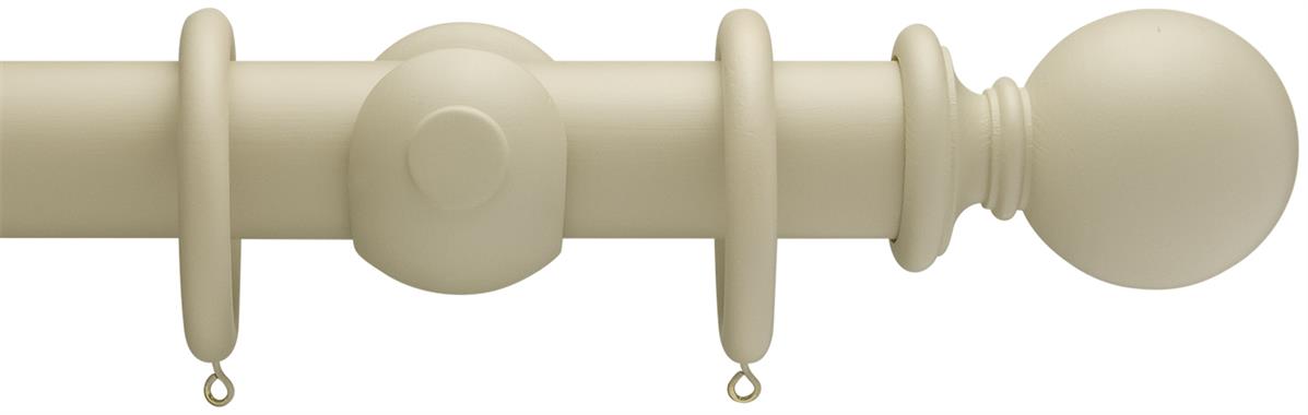 Advent 47mm Painted Wood Curtain Pole in Somerset White with Plain Ball finials