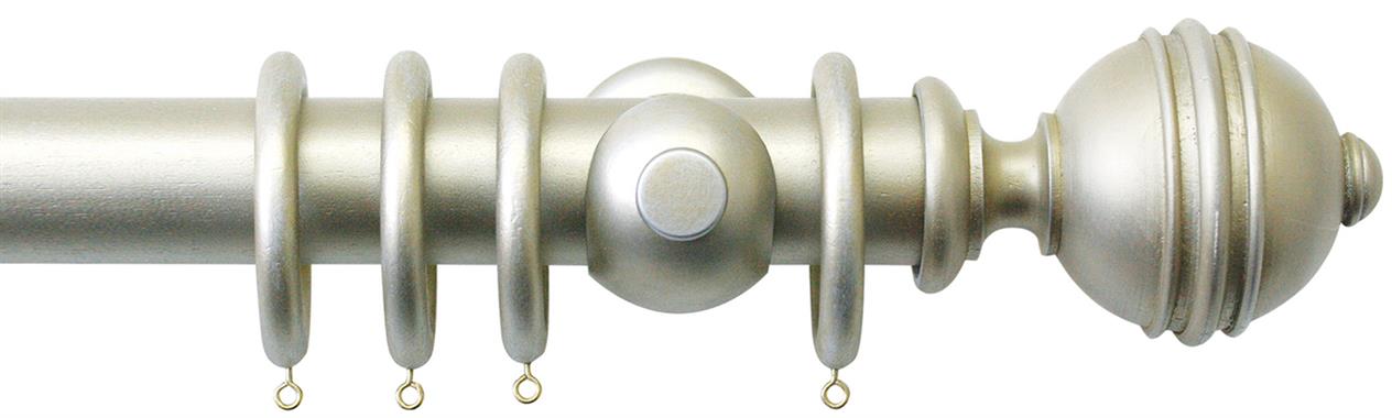 Jones Florentine 50mm Pole, Cup, Champagne Silver, Ribbed Ball
