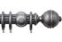 Jones Florentine 50mm Fluted Pole, Cup, Pewter, Ribbed Ball