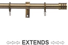 Universal 16/19mm Metal Extendable Curtain Pole, Antique Brass, Barrel