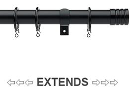 Universal 16/19mm Metal Extendable Curtain Pole, Black, Barrel