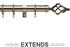 Universal 25/28mm Metal Extendable Curtain Pole, Antique Brass, Cage