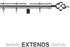 Universal 25/28mm Metal Extendable Curtain Pole, Chrome, Cage