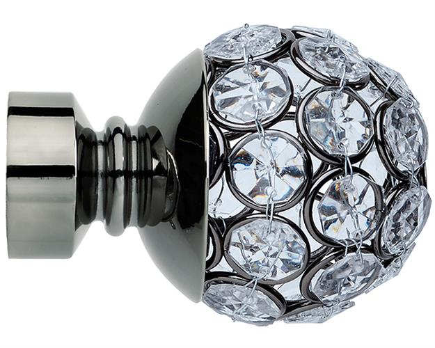 Neo Style 28mm Black Nickel, Jewelled Cage Ball Finial