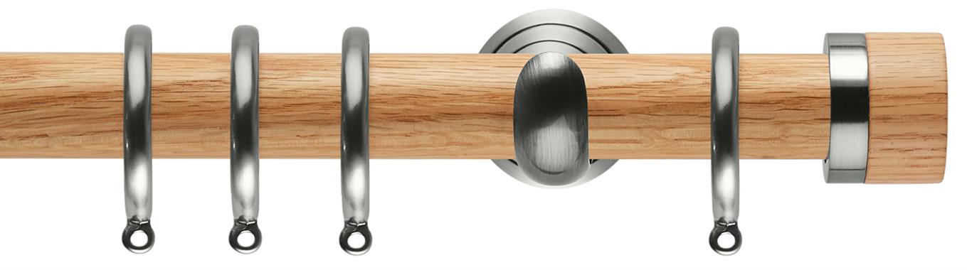Neo 28mm Oak Wood Pole, Stainless Steel Cup, Oak Stud