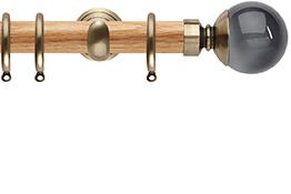 Neo 28mm Oak Wood Pole, Spun Brass Cup, Smoke Grey Ball